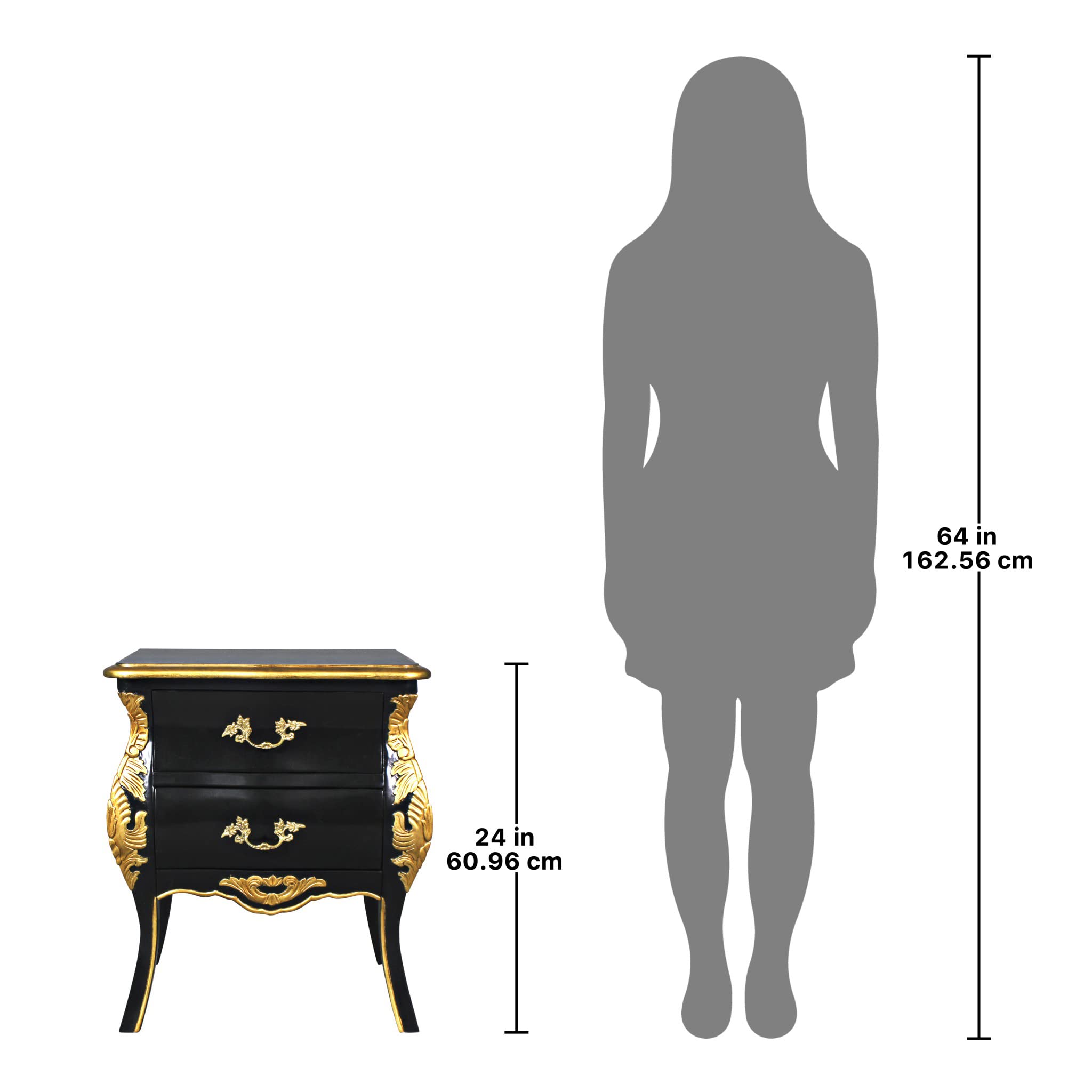 Rococo Bombe Nightstand with Secret Drawer