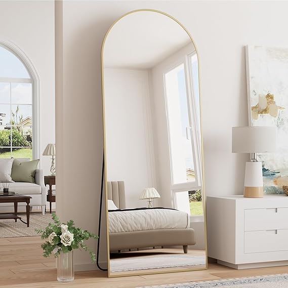 Arched Full Length Mirror 70x26 Gold Aluminum Frame