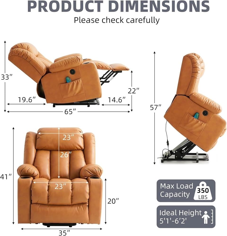 Electric Lift Recliner with Massage and Heat