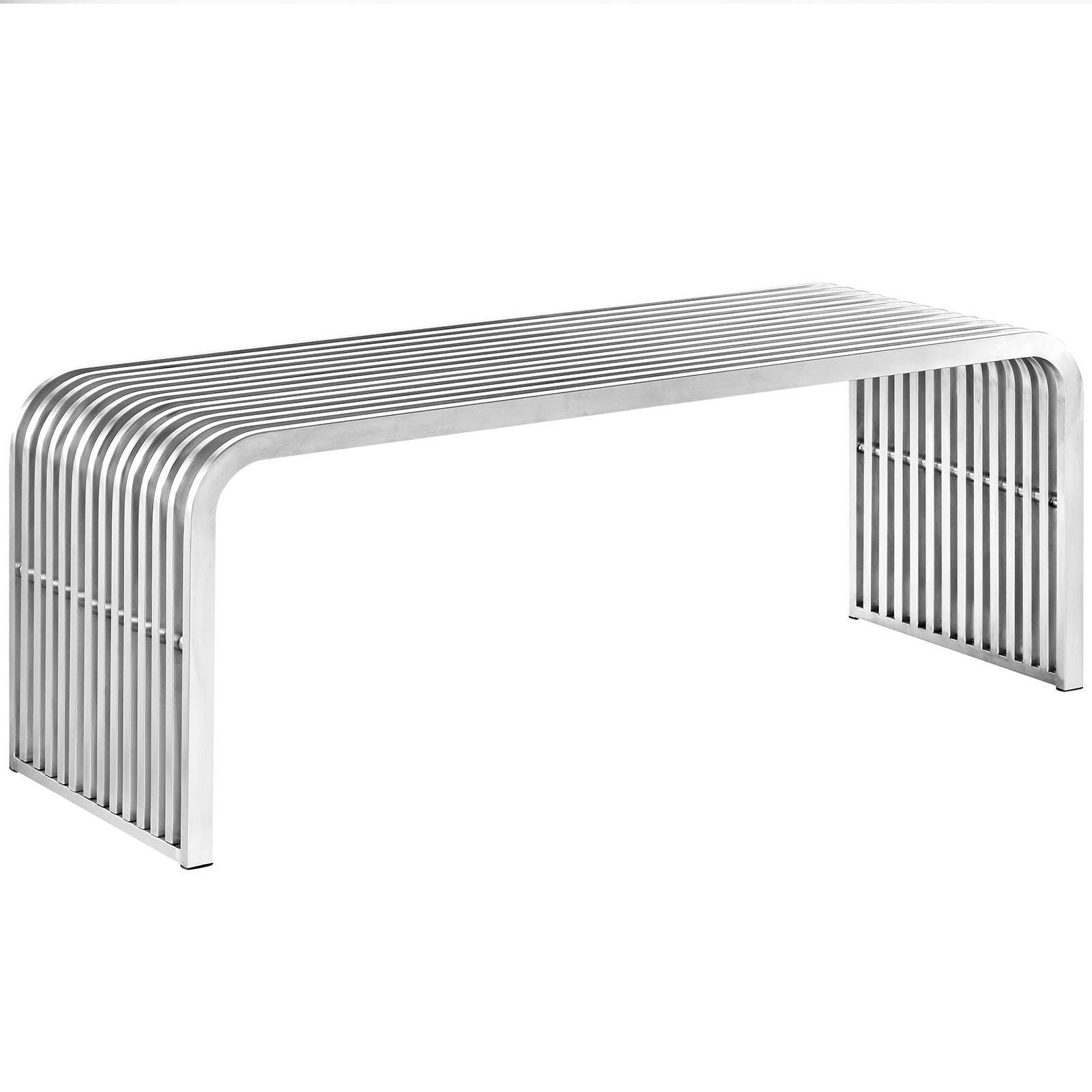 Contemporary Stainless Steel Metal Bench 47"