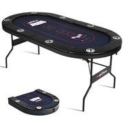 Foldable 8-Player Poker Table with Padded Rails