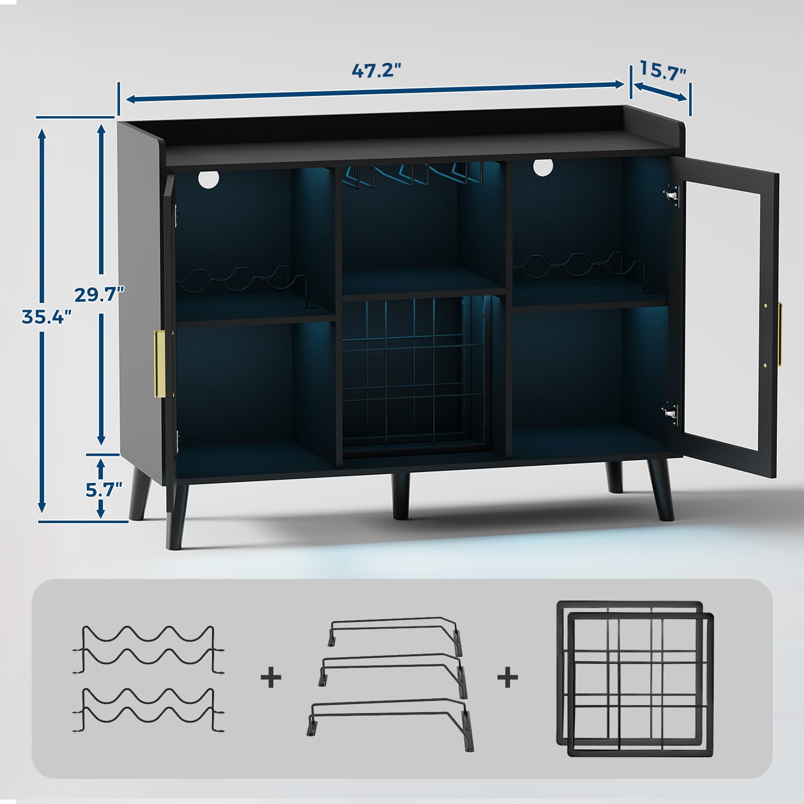 Wine Bar Cabinet with LED Light