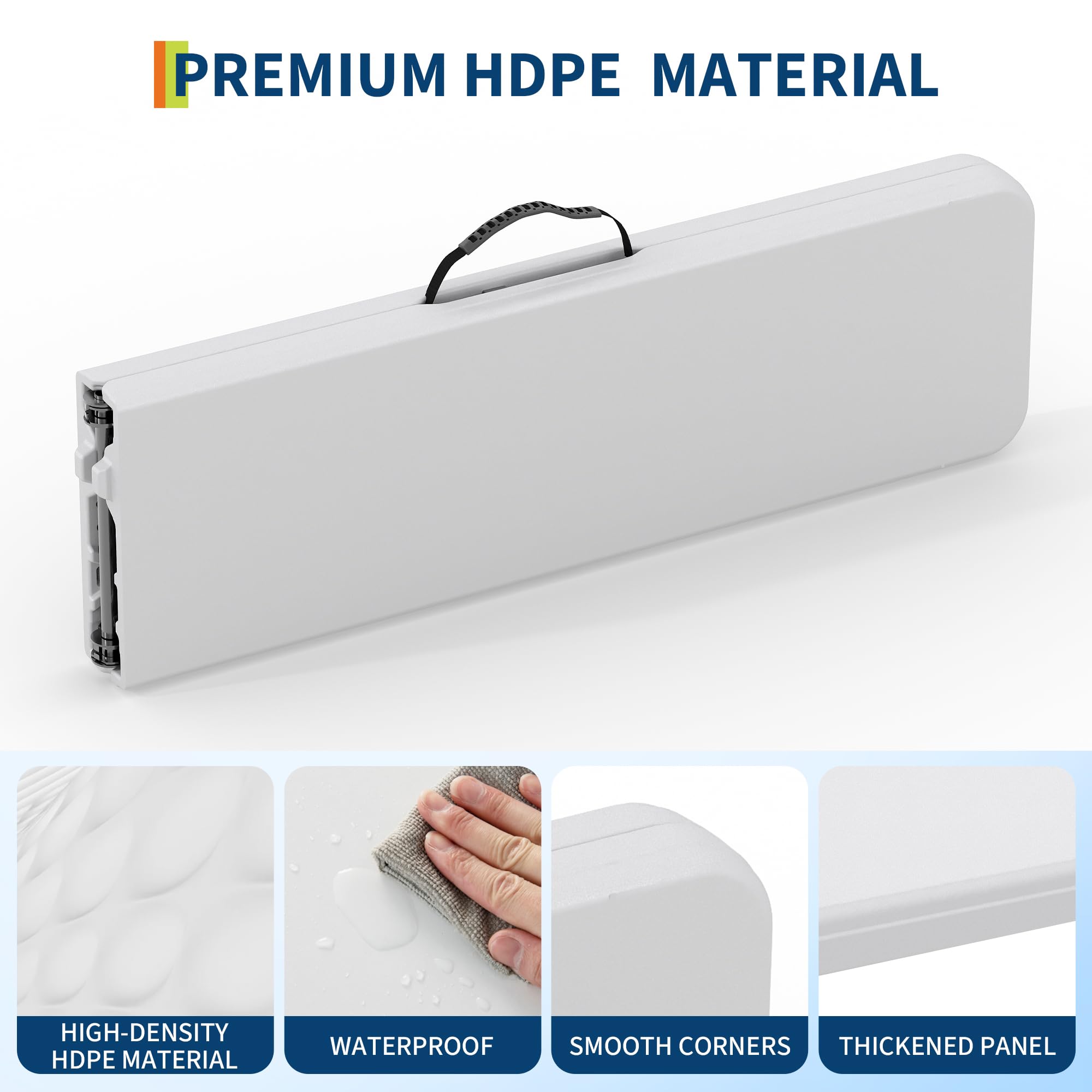 Portable Folding Bench 6 Foot 2 Pack White HDPE