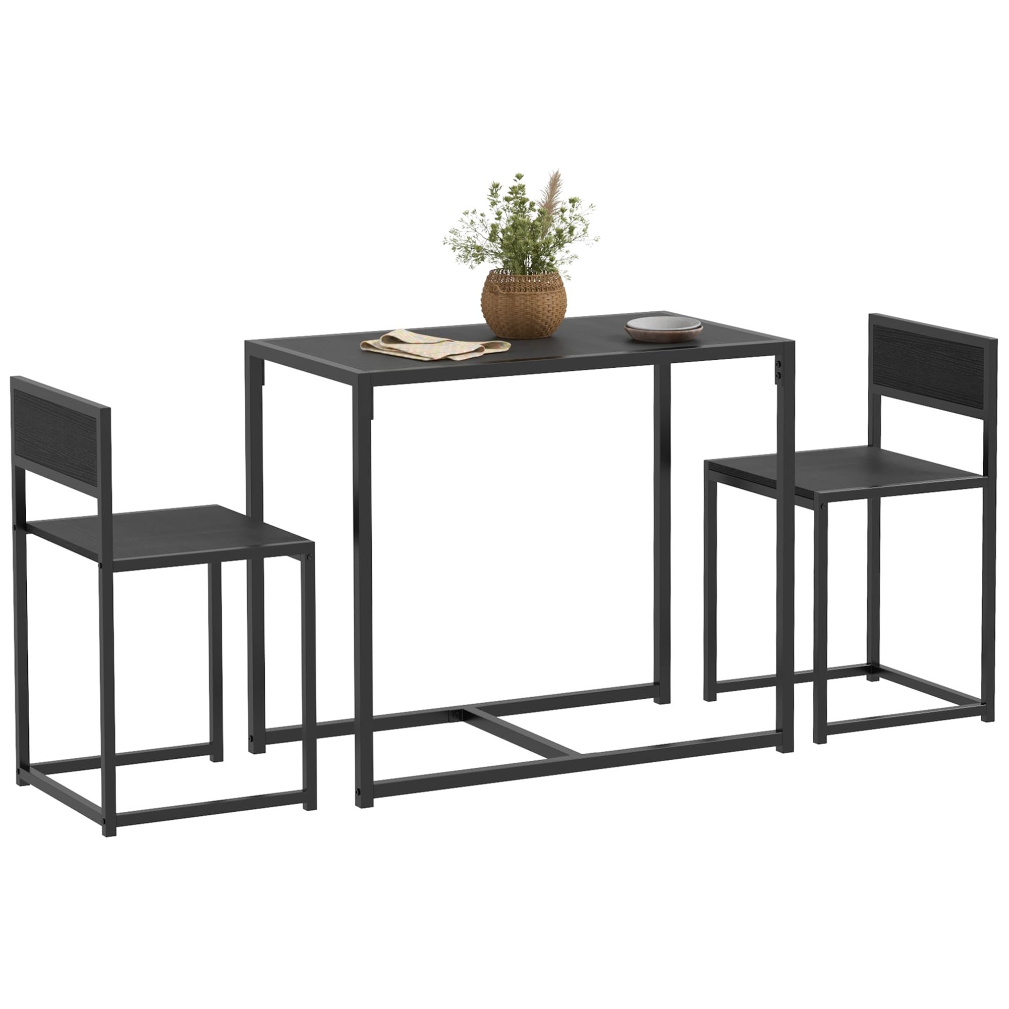 3-Piece Industrial Dining Table Set for 2
