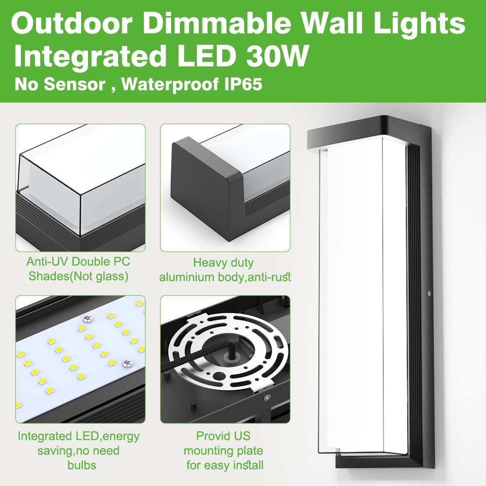 16" Dimmable LED Outdoor Wall Sconce