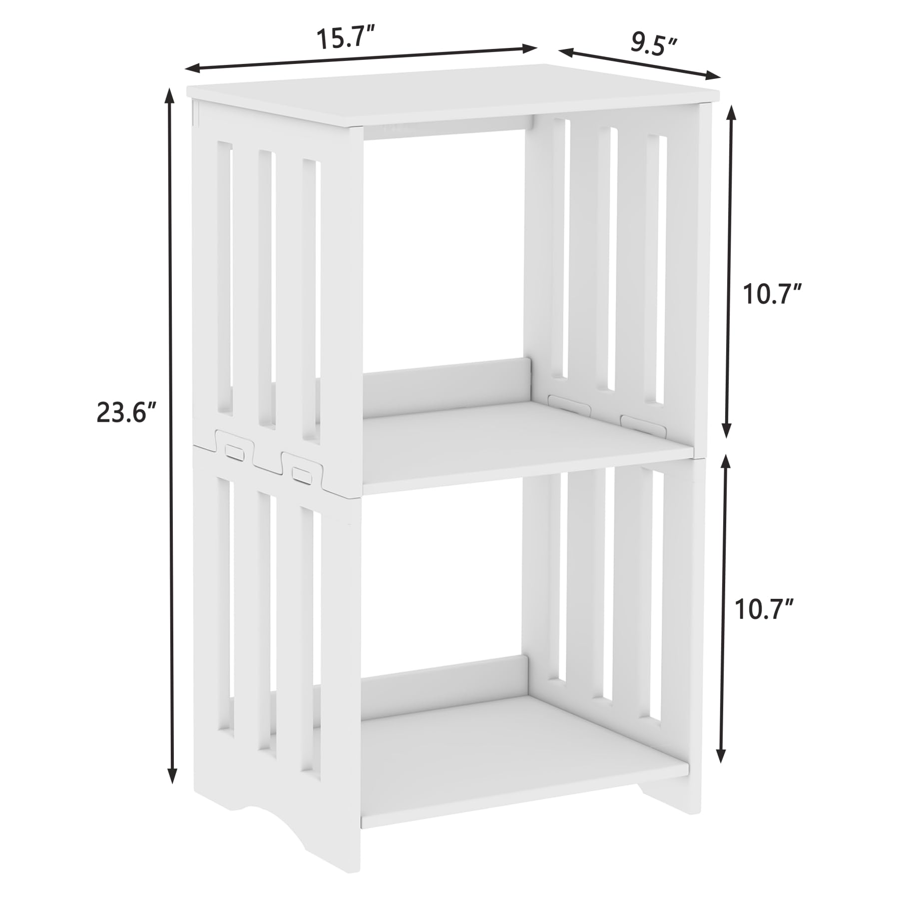 3-Tier White End Table with Storage