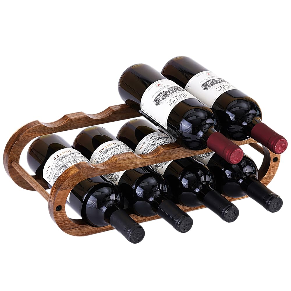 Wine Rack and Water Bottle Organizer 2-in-1 Acacia Wood 2-Tier