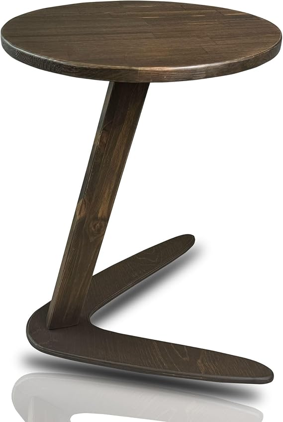 C-Shaped Solid Wood End Table