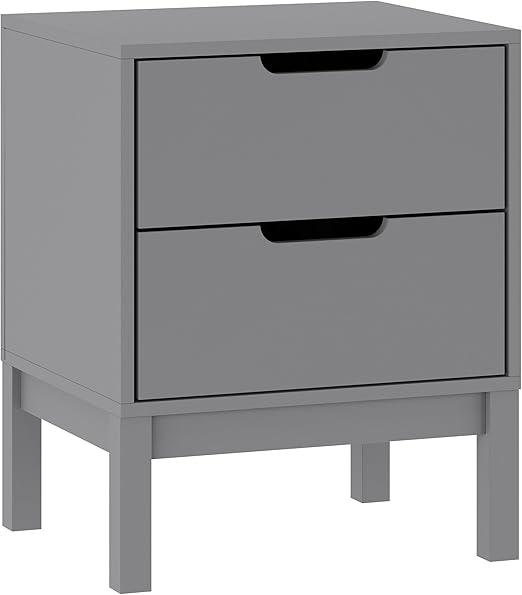 Wood Nightstand with 2 Storage Drawers