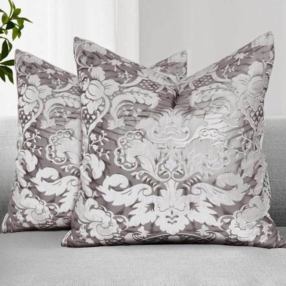 Metallic Embossed Velvet Throw Pillow Set 24x24
