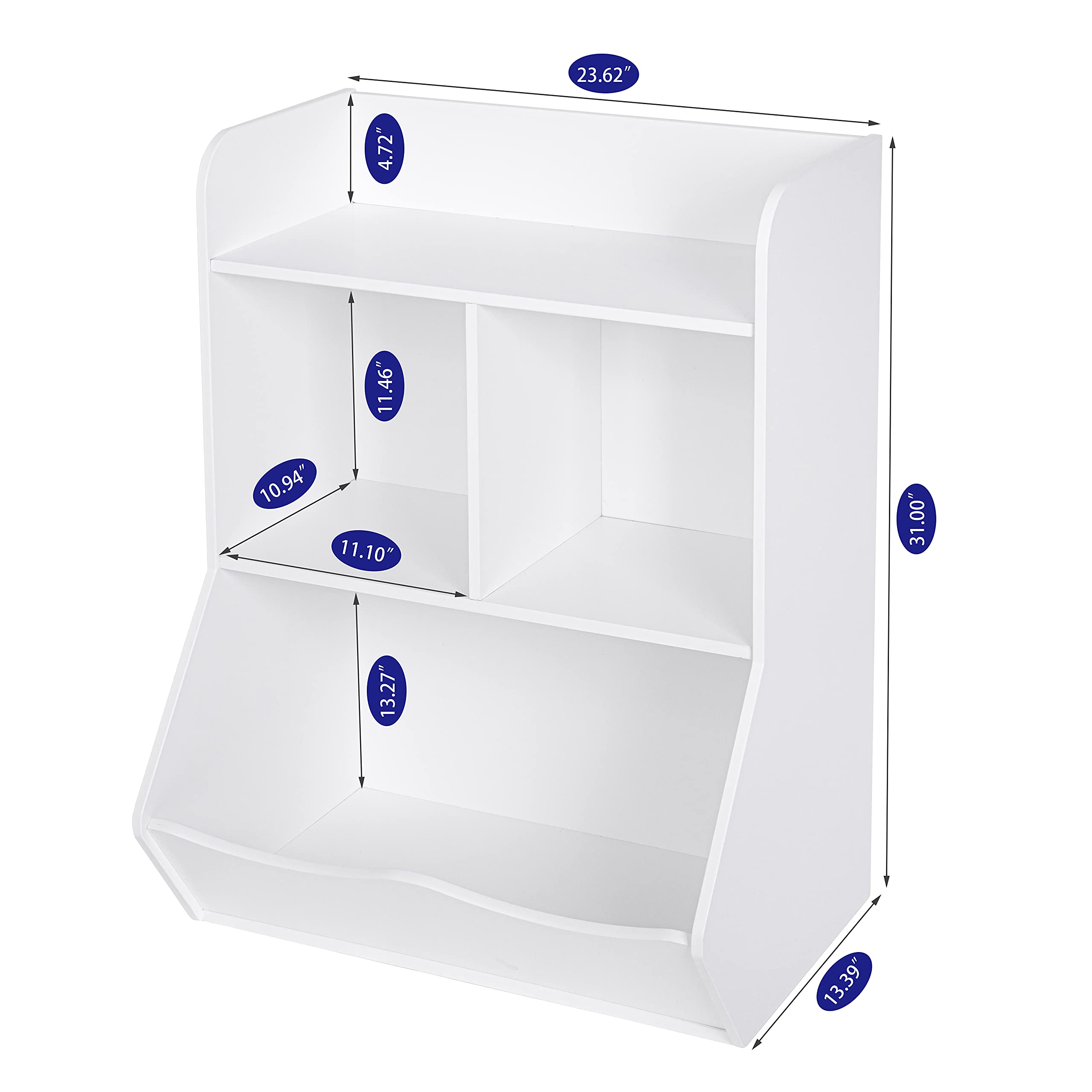 Kids Bookshelf and Toy Storage Organizer White