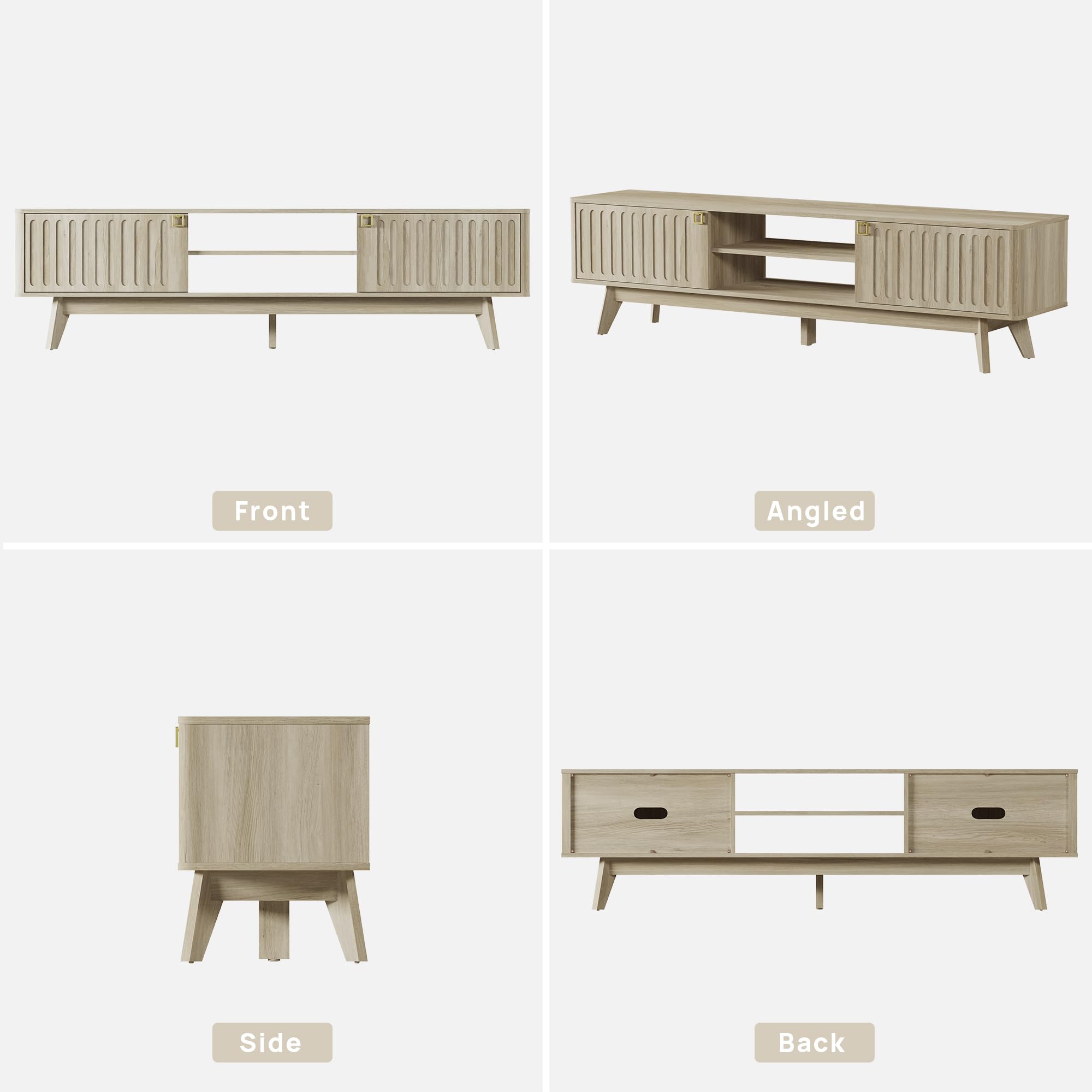 Modern TV Stand for 65-80 Inch TV with Storage Cabinets