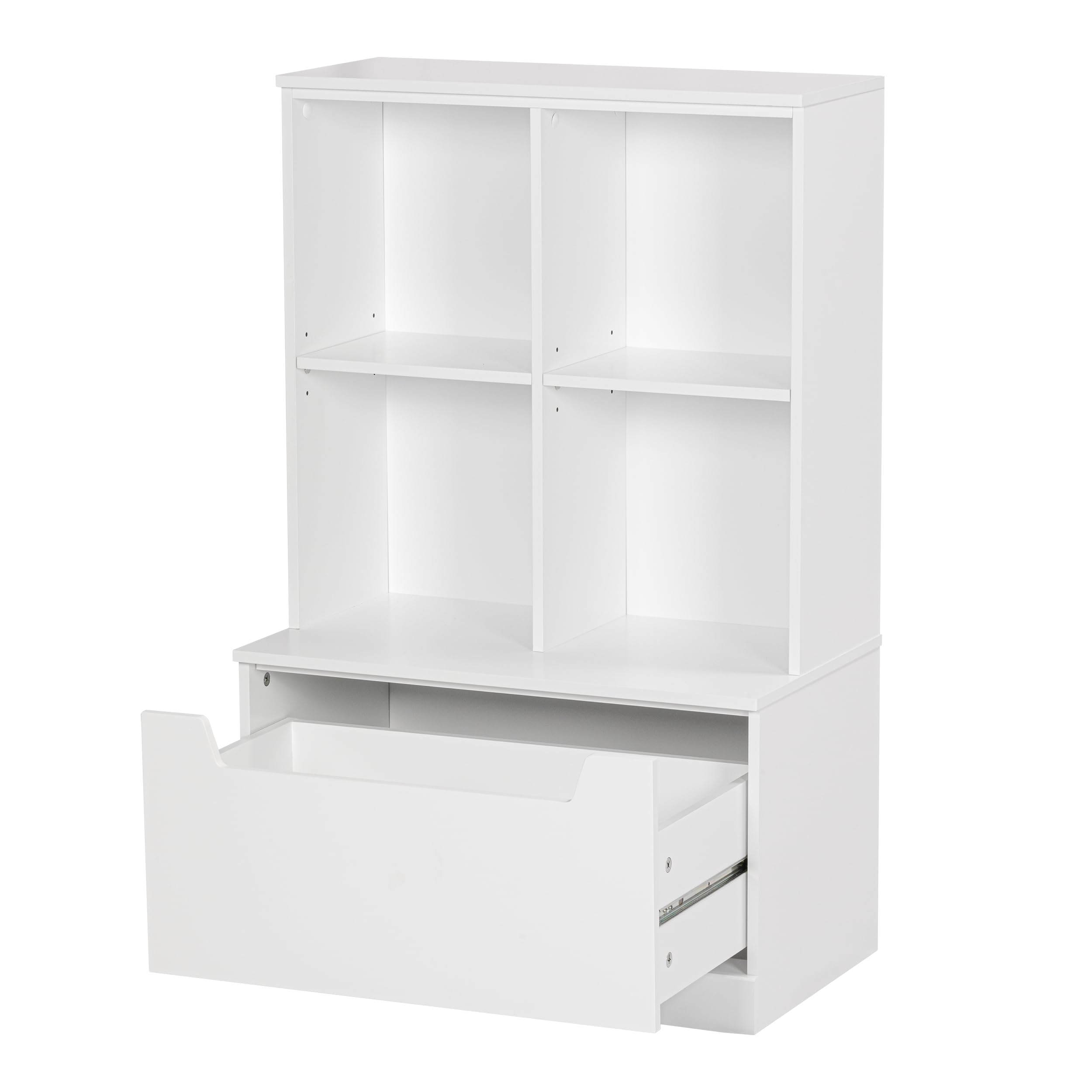 Kids Bookshelf and Toy Storage Organizer with Cubbies and Drawer