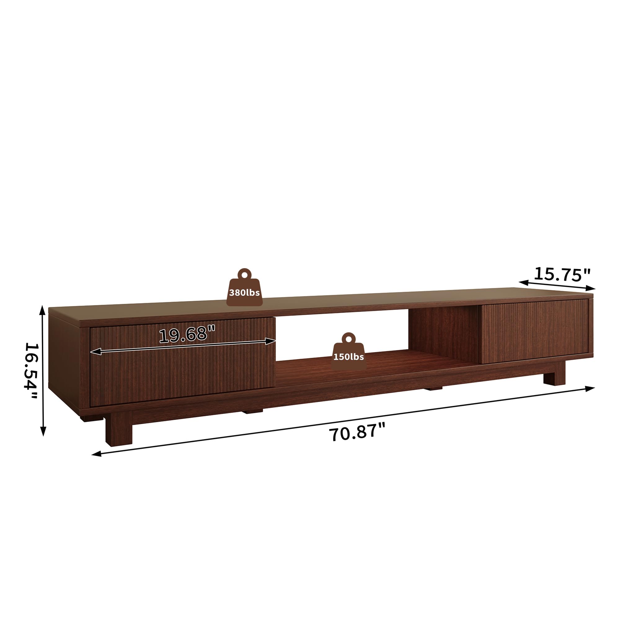 70" TV Stand with Storage and Open Shelves