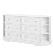 Extra Wide 63" 6 Drawer 6 Cube Dresser with Open Shelves