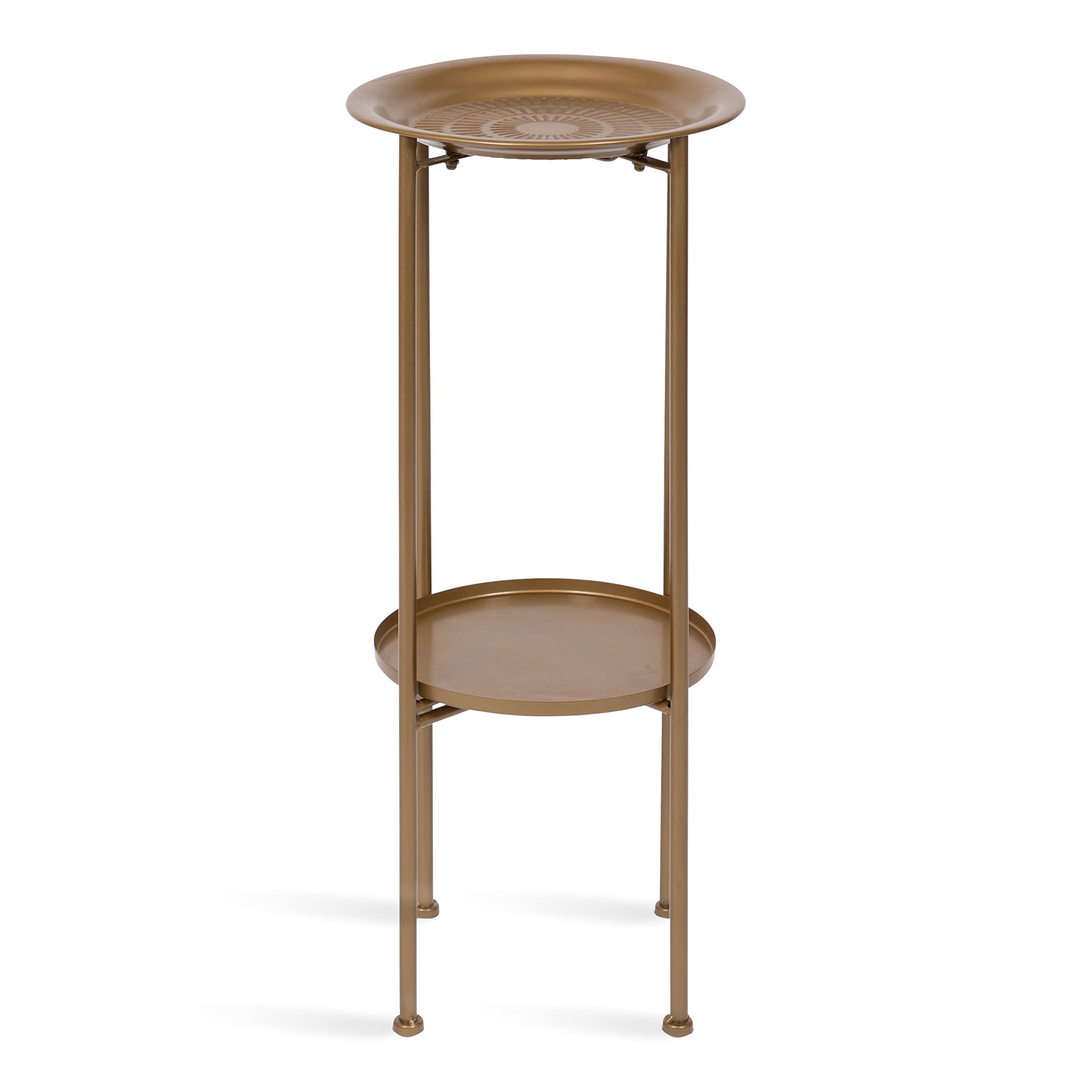 Mahdavi Modern Plant Stand Table - 12 x 12 x 27 - Gold Textured Accent