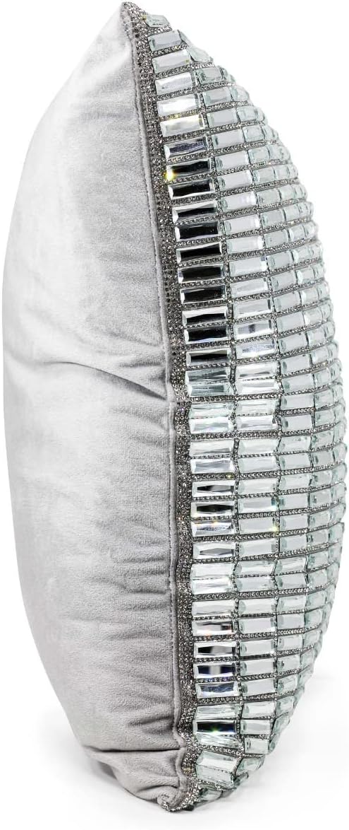 Glass Stone Velvet Throw Pillow Silver 16x16