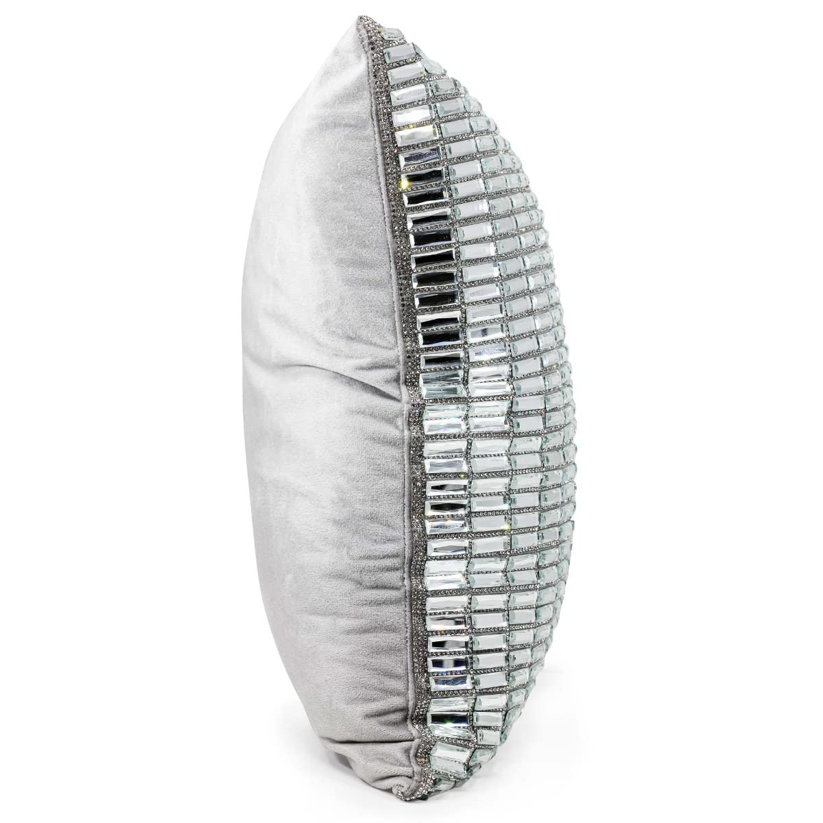 Glass Stone Velvet Throw Pillow Silver 16x16