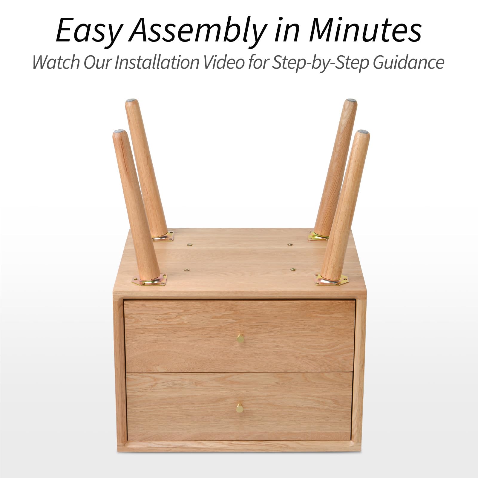 Midcentury Modern Solid Wood Nightstand with Drawer