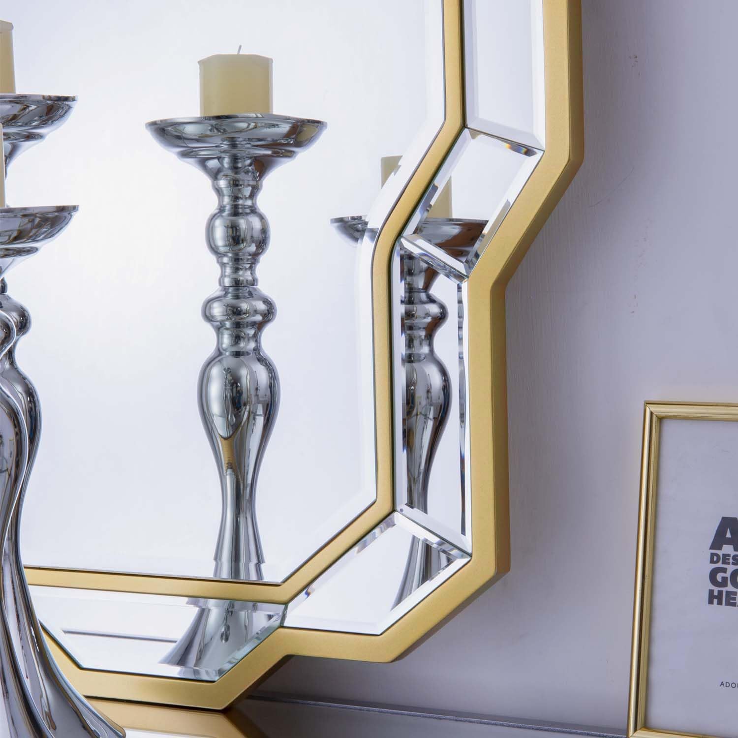 36x24 Gold Beveled Wall Mirror