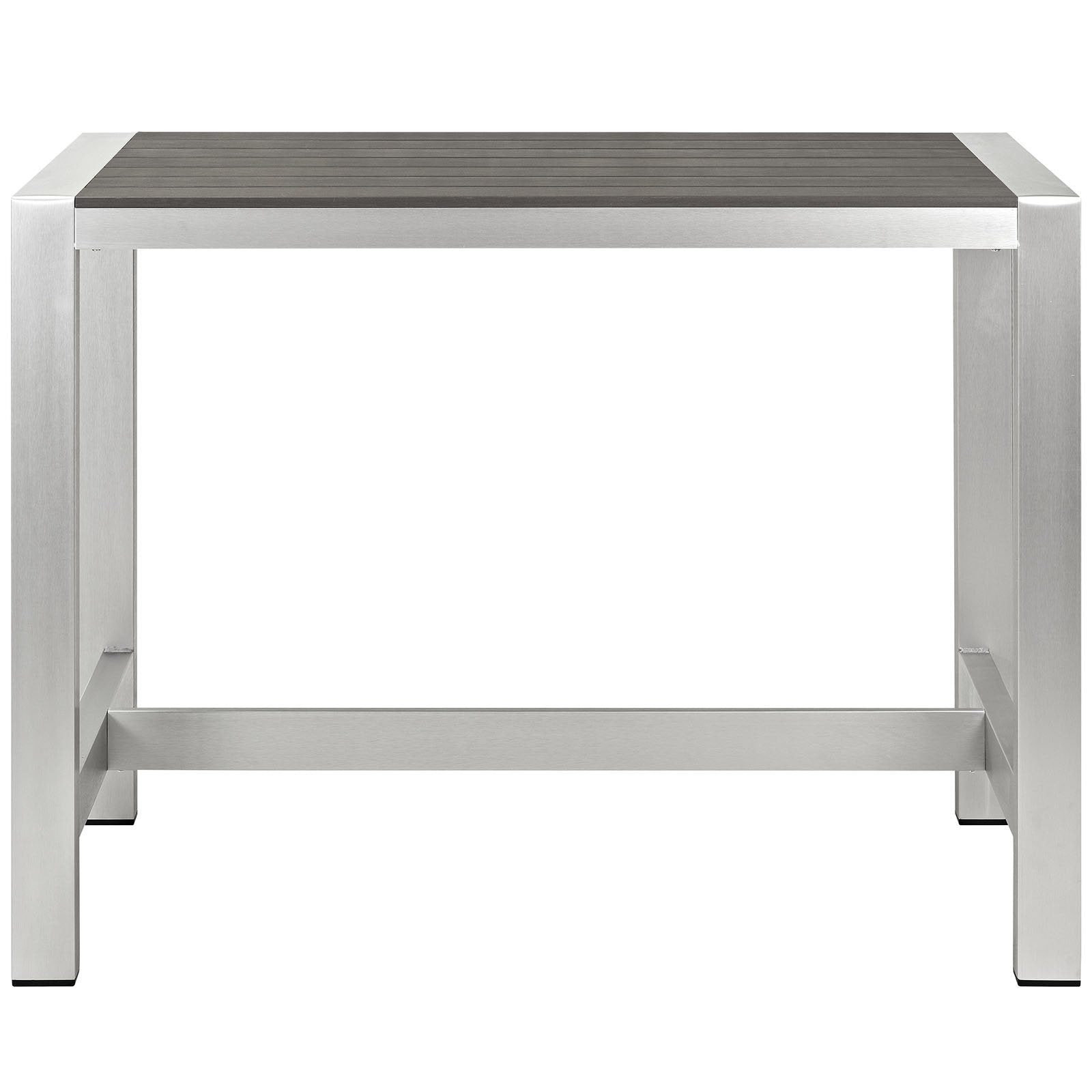 Outdoor Aluminum Rectangle Bar Table Silver Gray