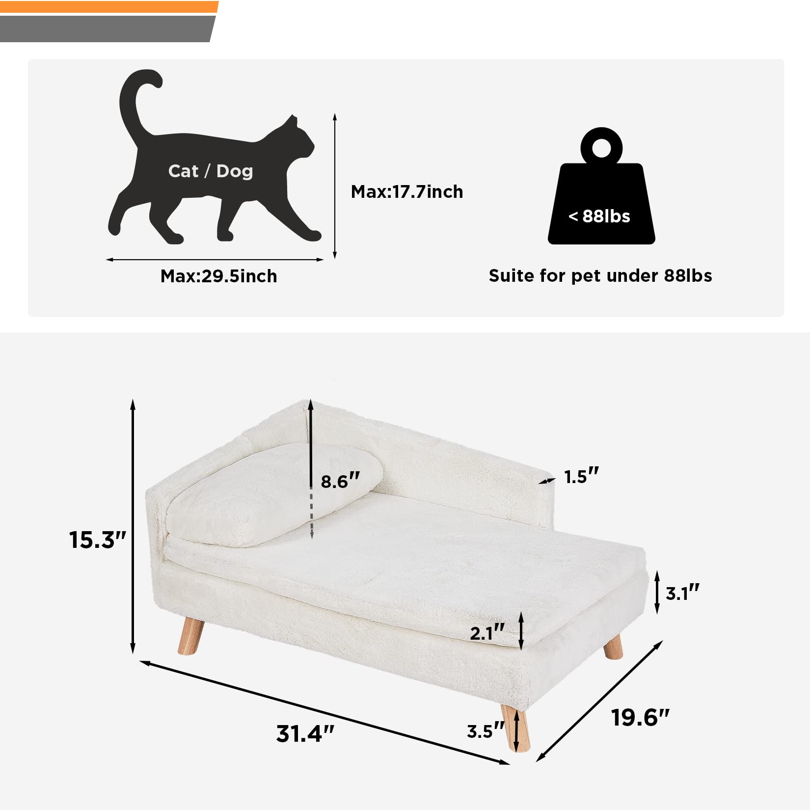 Elevated Pet Bed with Cozy Waterproof Pad