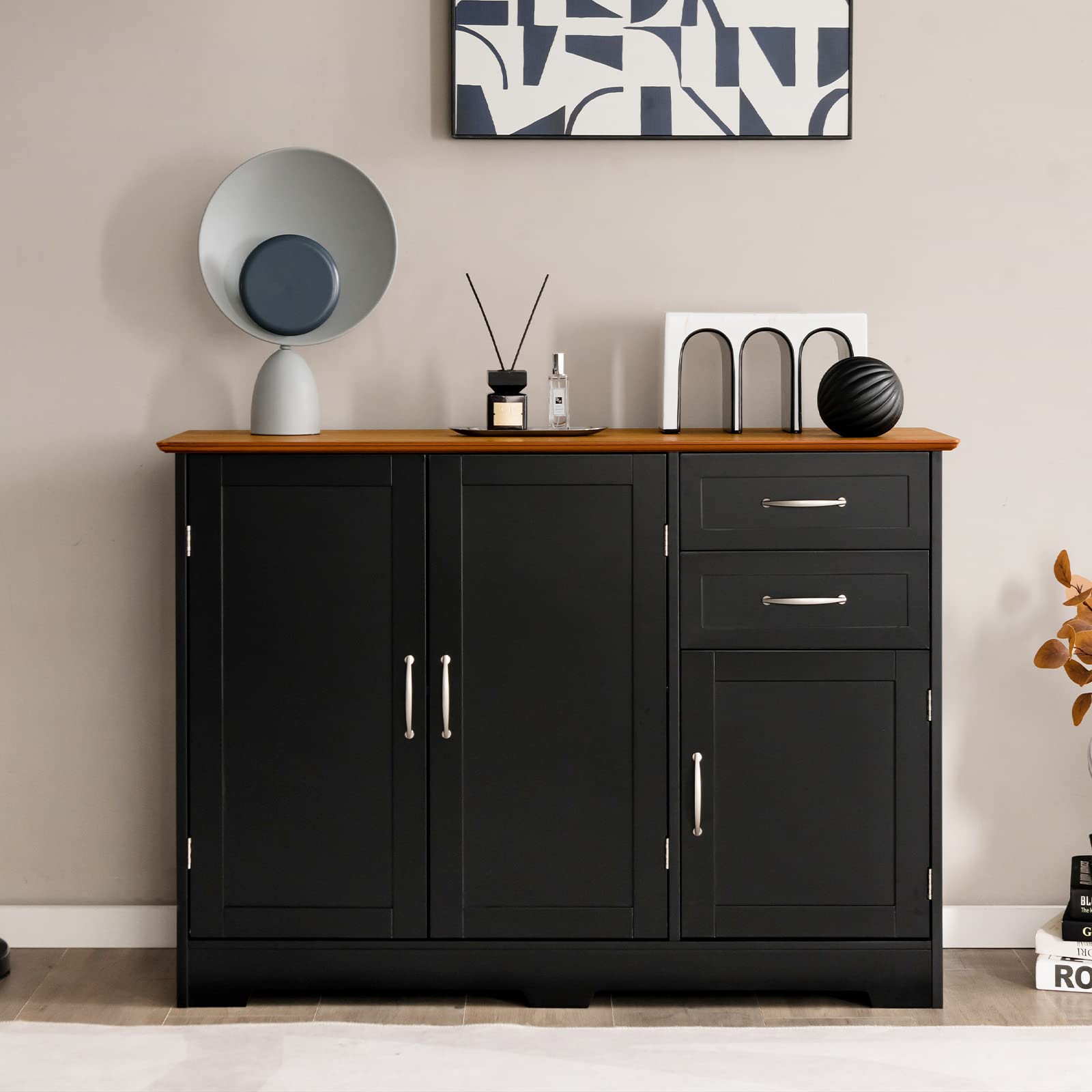Buffet Cabinet with Storage Cabinets and Drawers