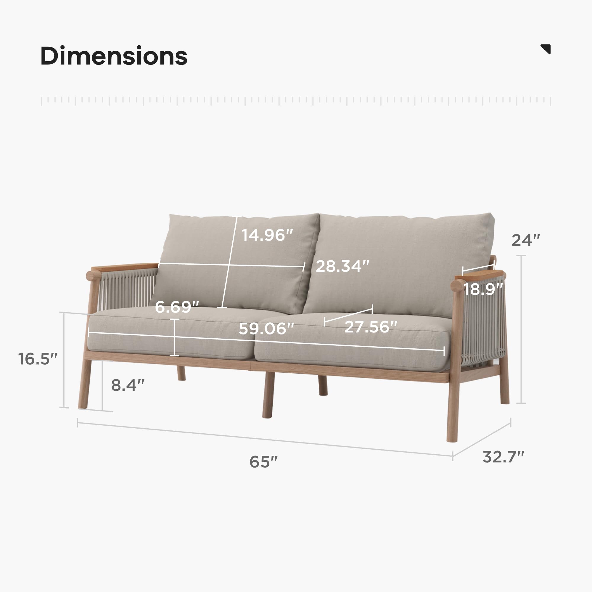 Modern All-Weather Aluminum Outdoor Patio Loveseat
