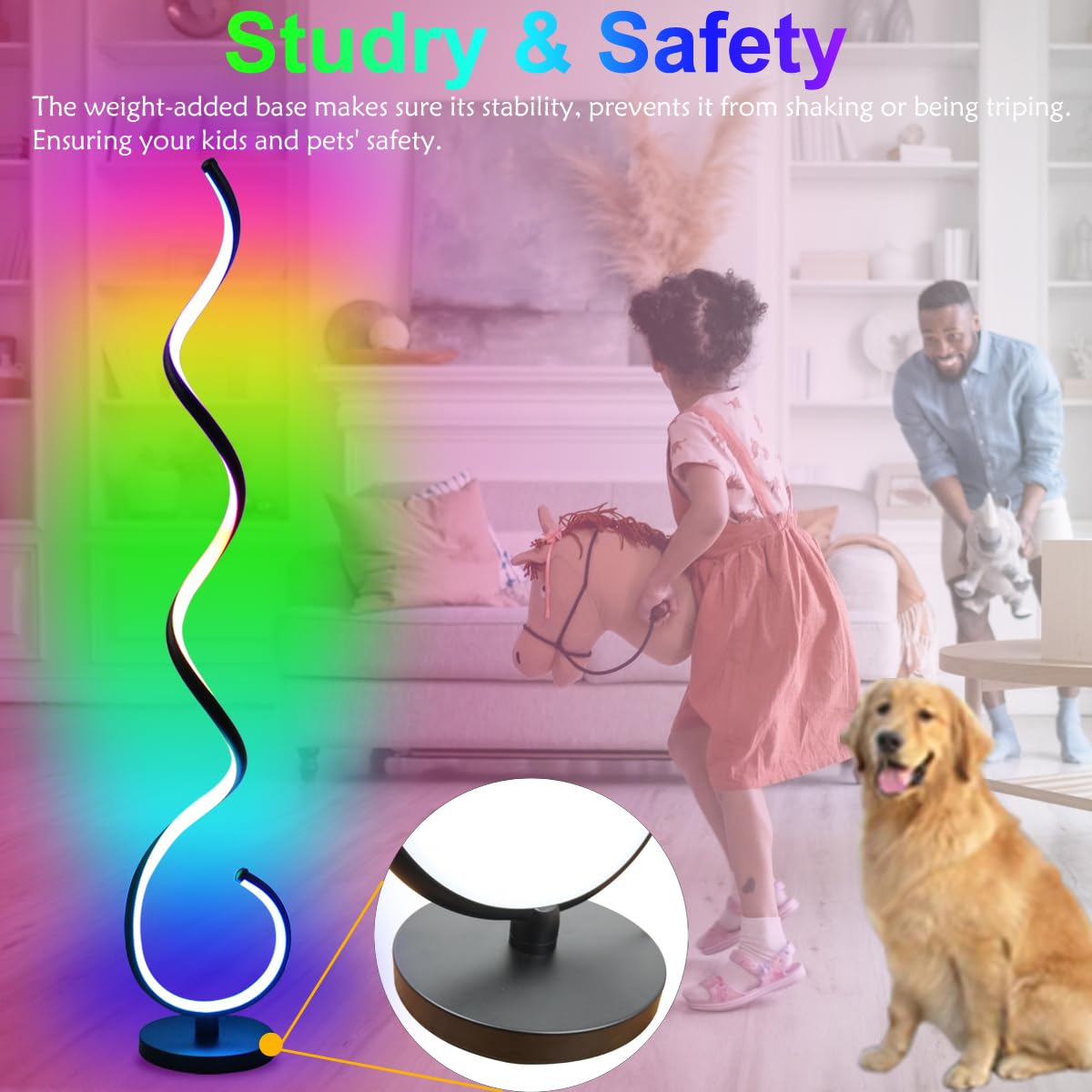 RGB Spiral Floor Lamp with Smart LED and Music Sync