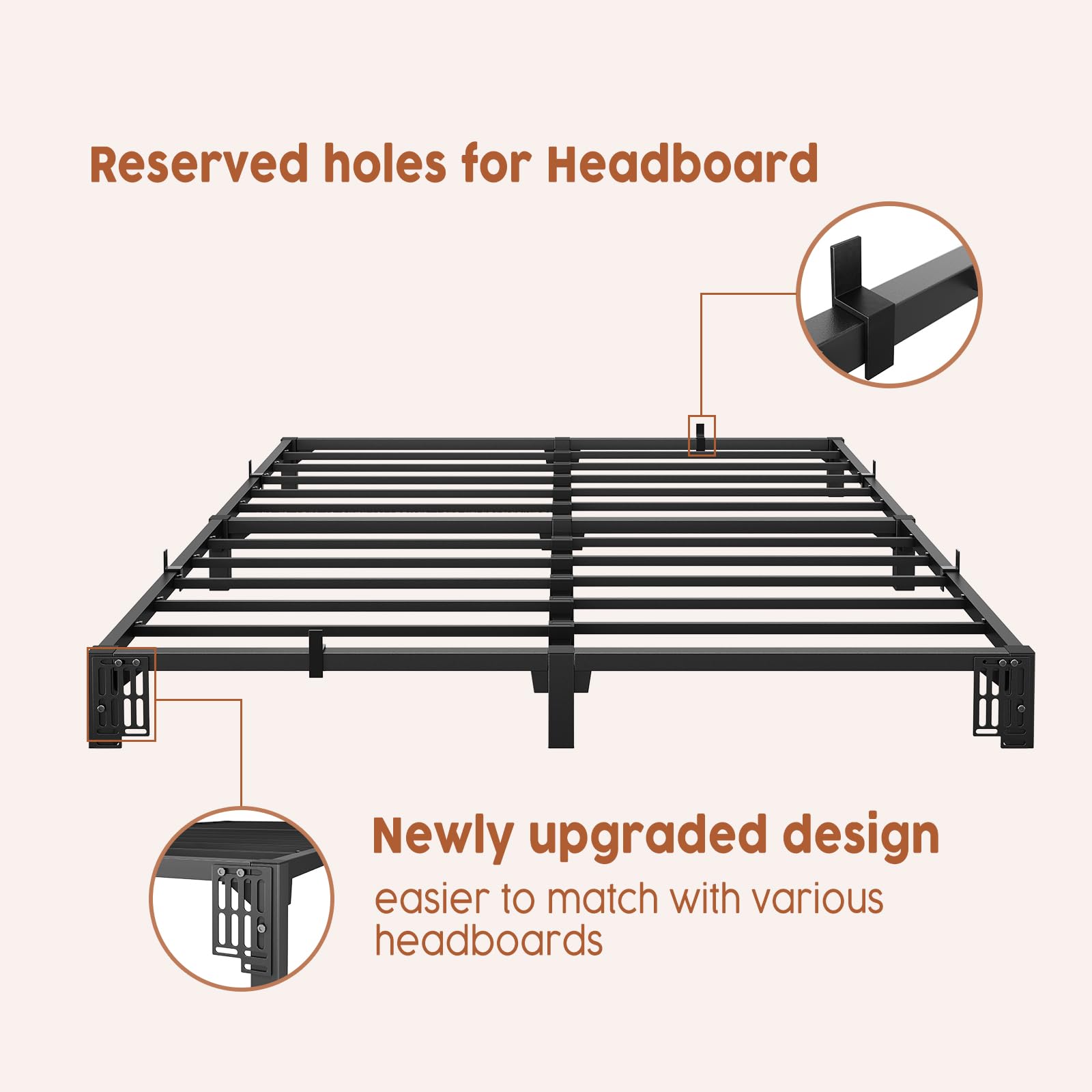 6 Inch Full Bed Frame - Heavy Duty Metal Platform