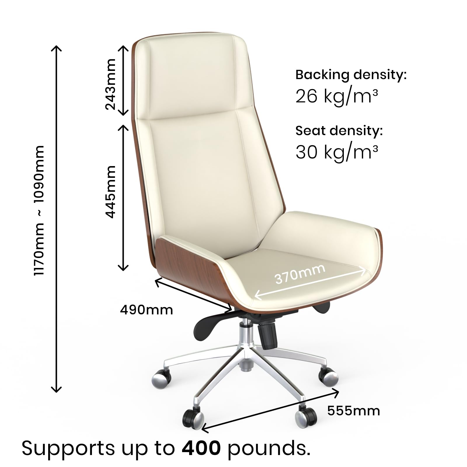 Luxury Wooden Swivel Executive Office Chair