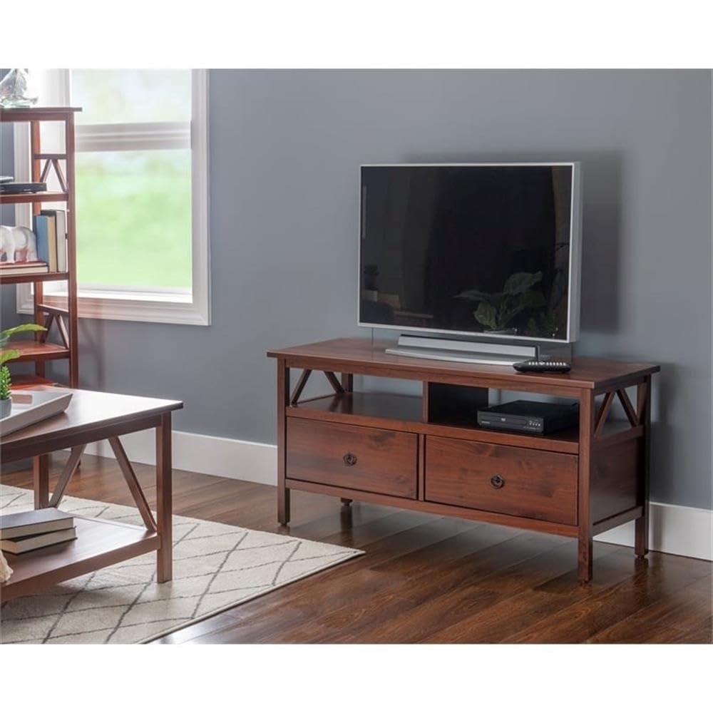 44-Inch Traditional Wood TV Stand with Drawers