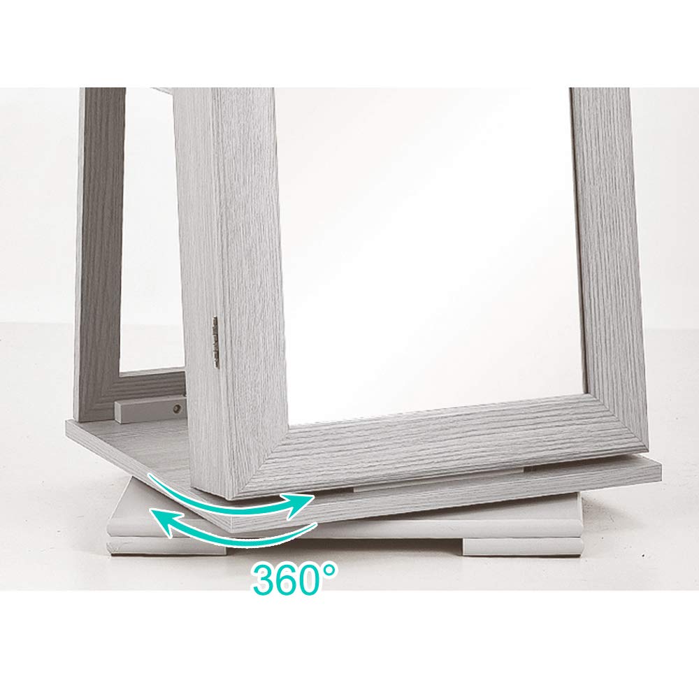 360° Swivel Jewelry Mirror Cabinet Full Length Standing Organizer Armoire