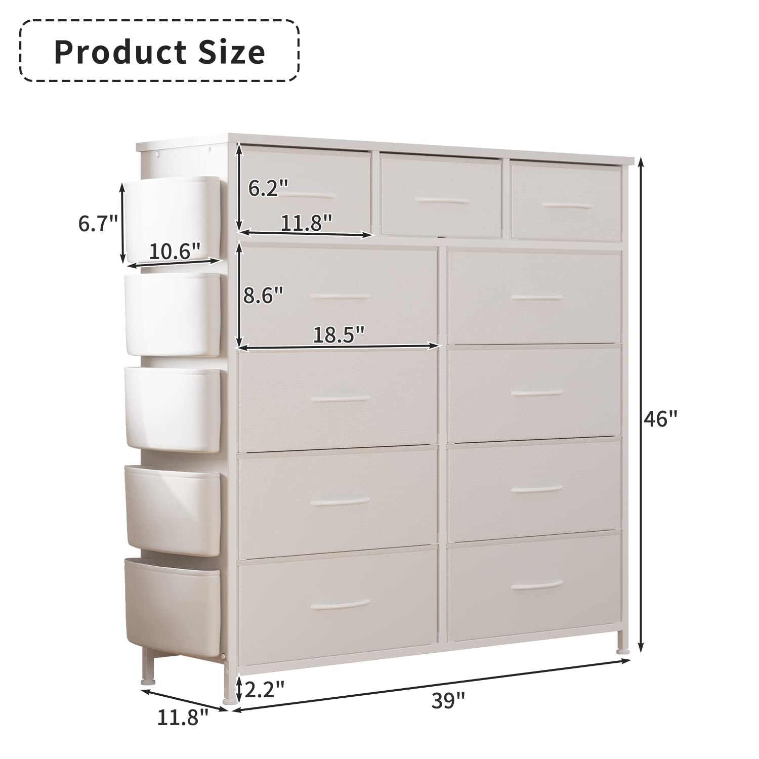 11 Drawer Fabric Storage Dresser with Deep Shelves