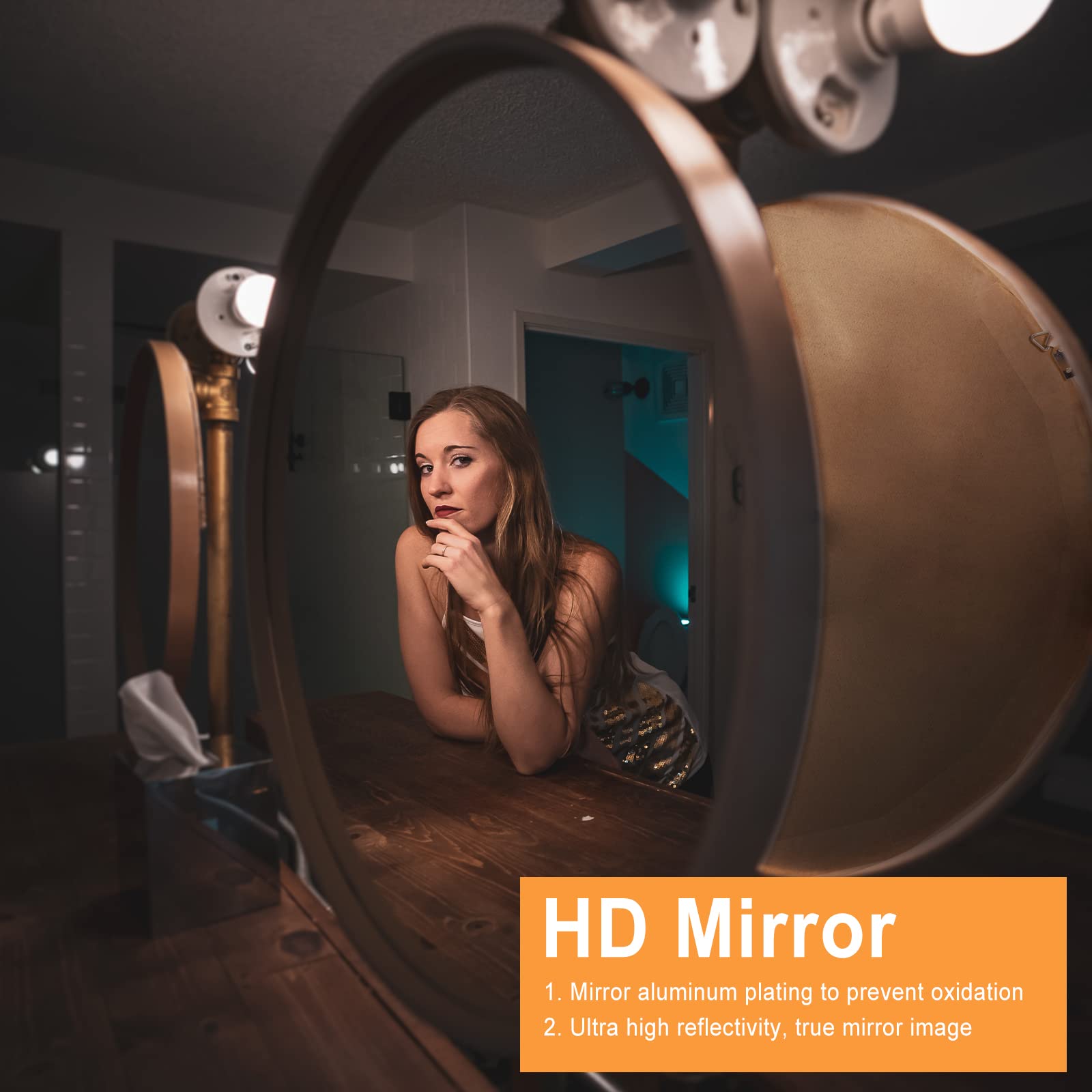 30 Inch Round Wood Wall Mirror