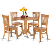 5-Piece Round Drop Leaf Dining Set with 4 Chairs