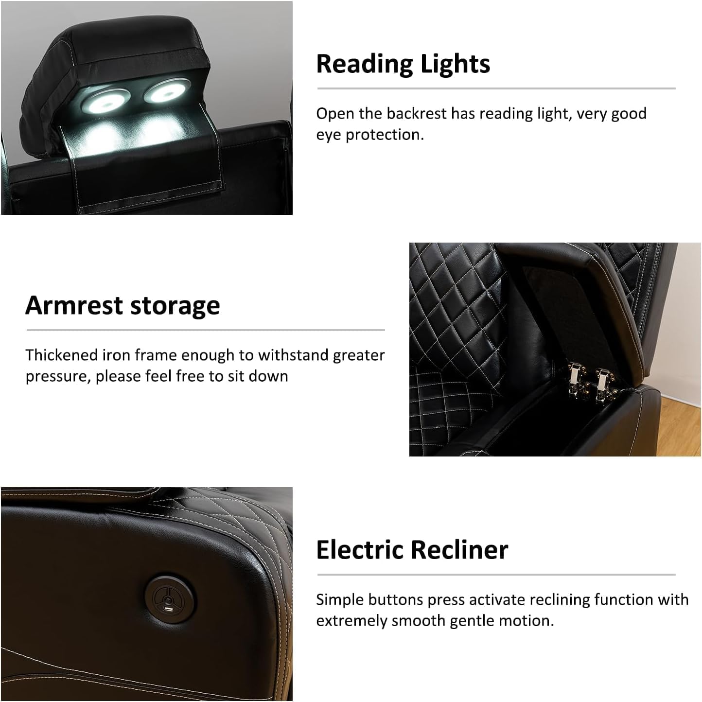 Power Recliner Couch Set with LED Light