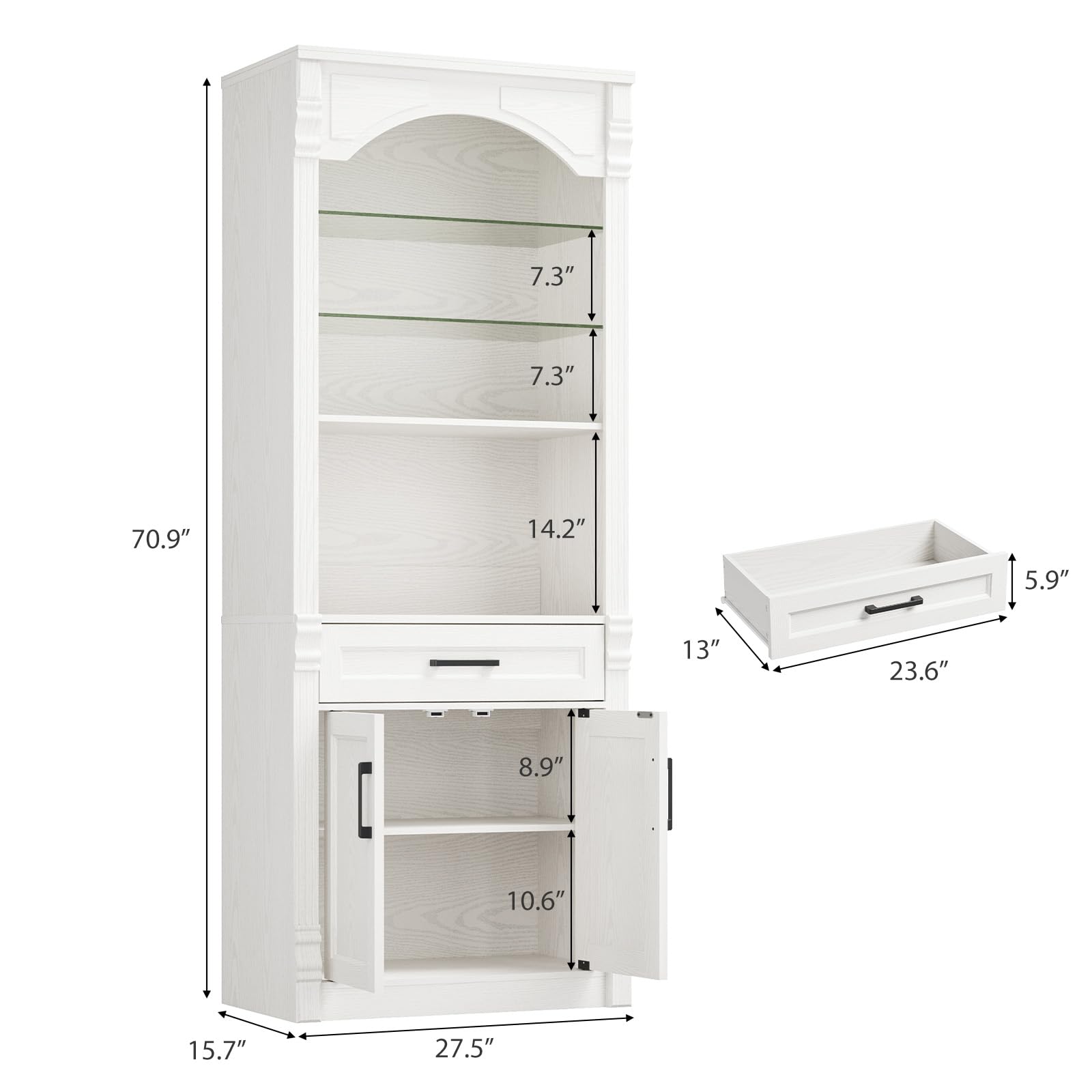 Tall Kitchen Pantry Storage Cabinet with Lights