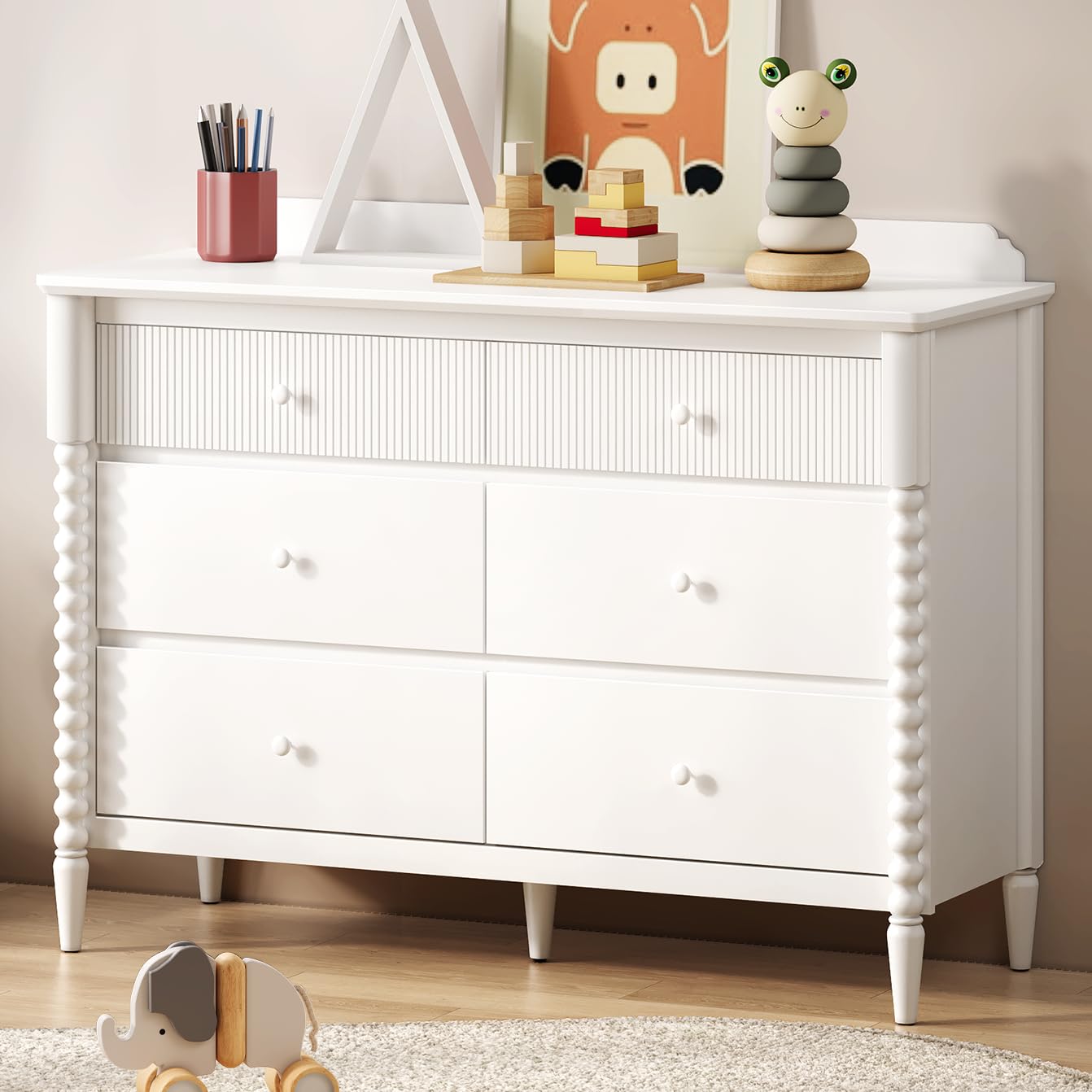 6 Drawer Dresser for Kids Bedroom and Nursery