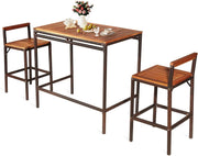 3-Piece Outdoor Rattan Bar Set with Acacia Wood