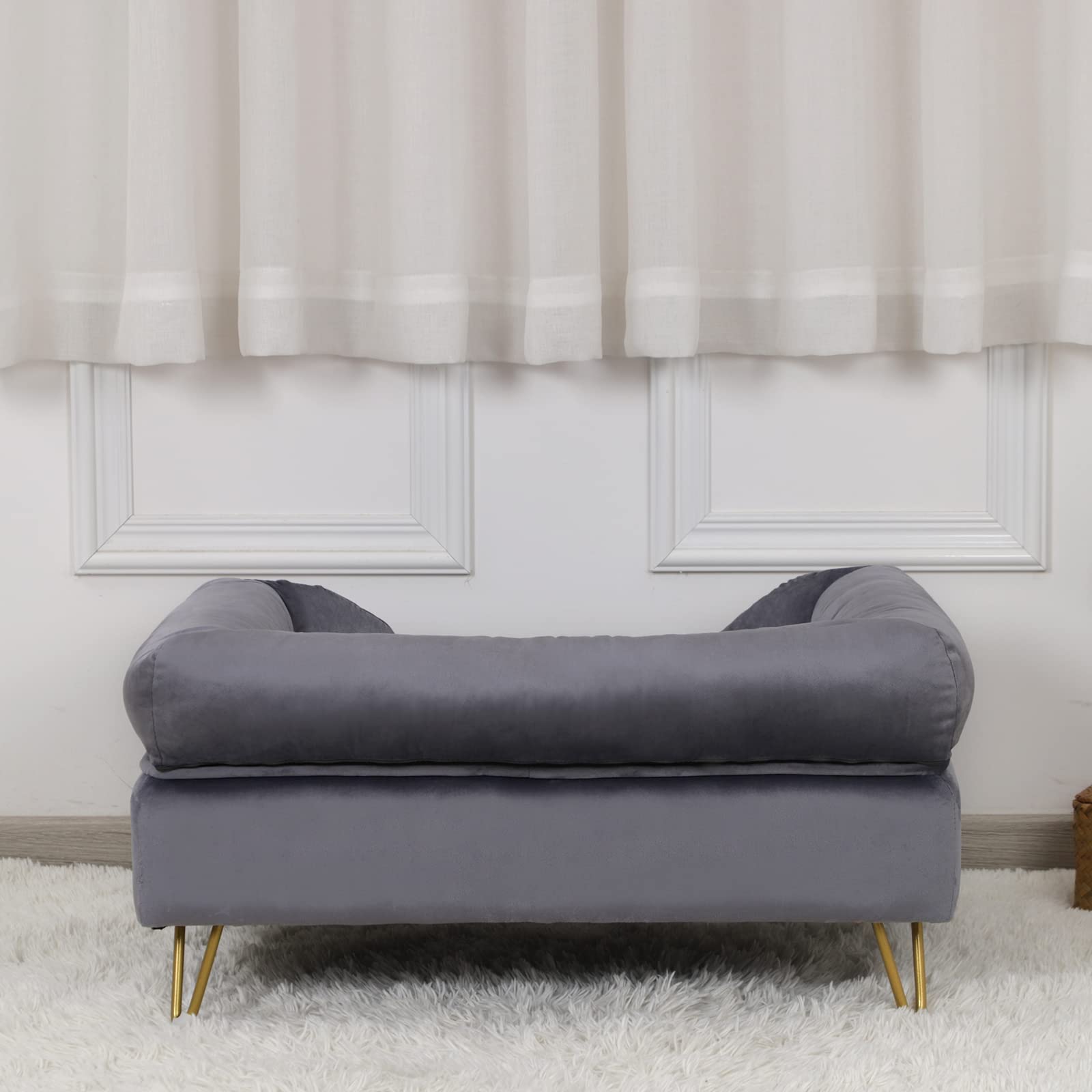 Velvet Pet Sofa Bed with Wooden Frame