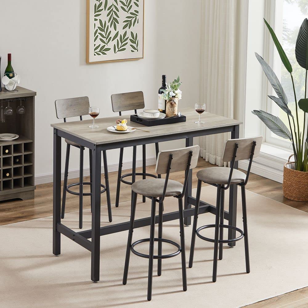 5-Piece Bar Table Set with Upholstered Stools
