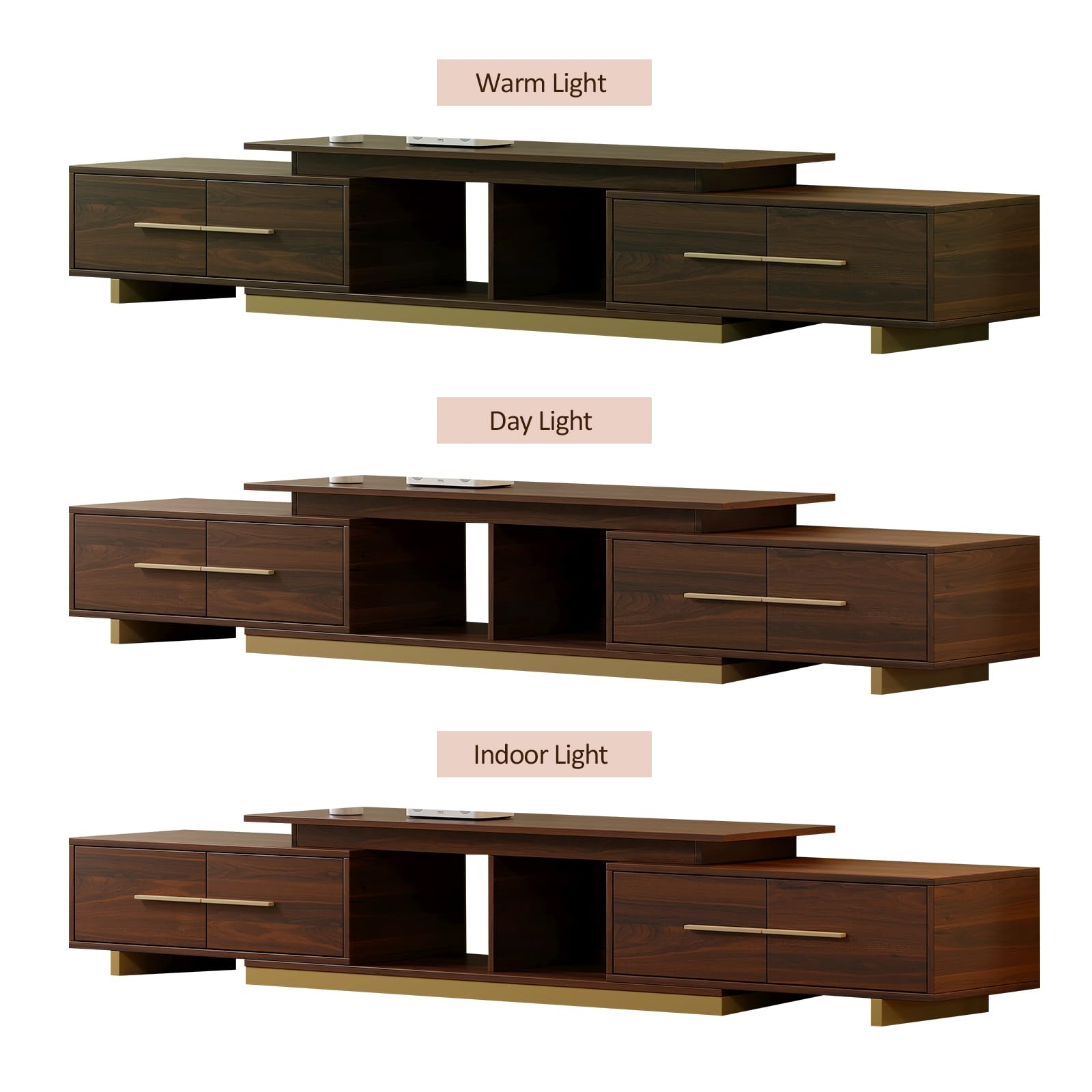 Extendable TV Stand with 4 Drawers