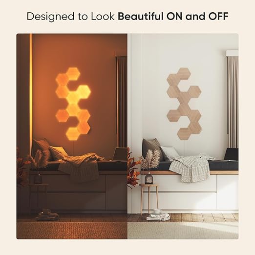 Wood Look Smart Hexagon Wall Lights 13-Pack