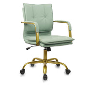 Leather Swivel Mid-Back Computer Chair with Golden Legs