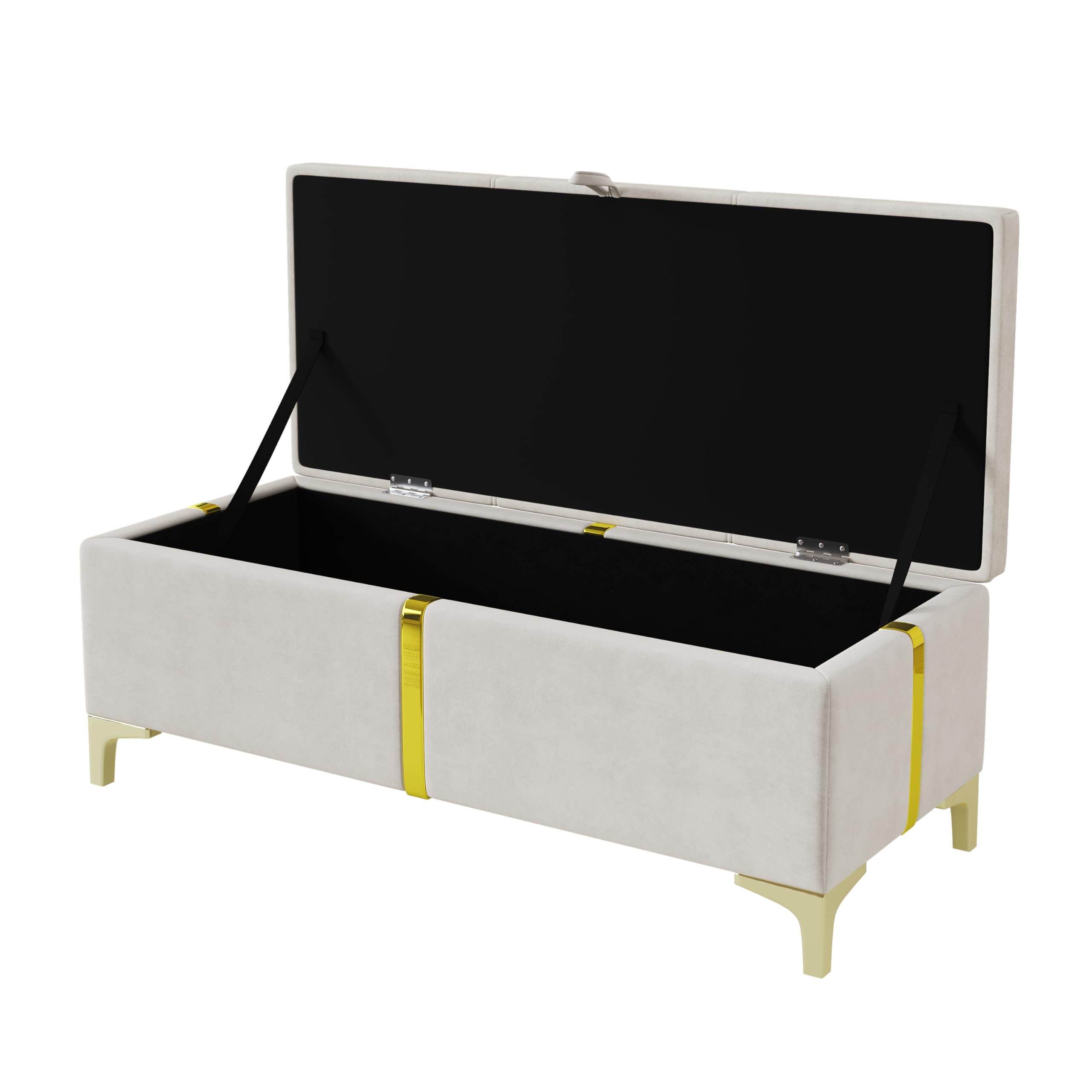 Queen Platform Bed with Hydraulic Storage and Ottoman