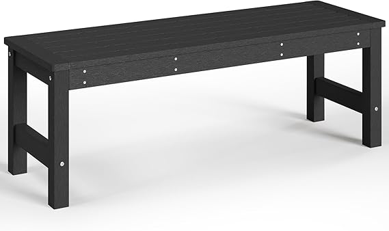 48" HDPE Outdoor Bench Black 2-Person