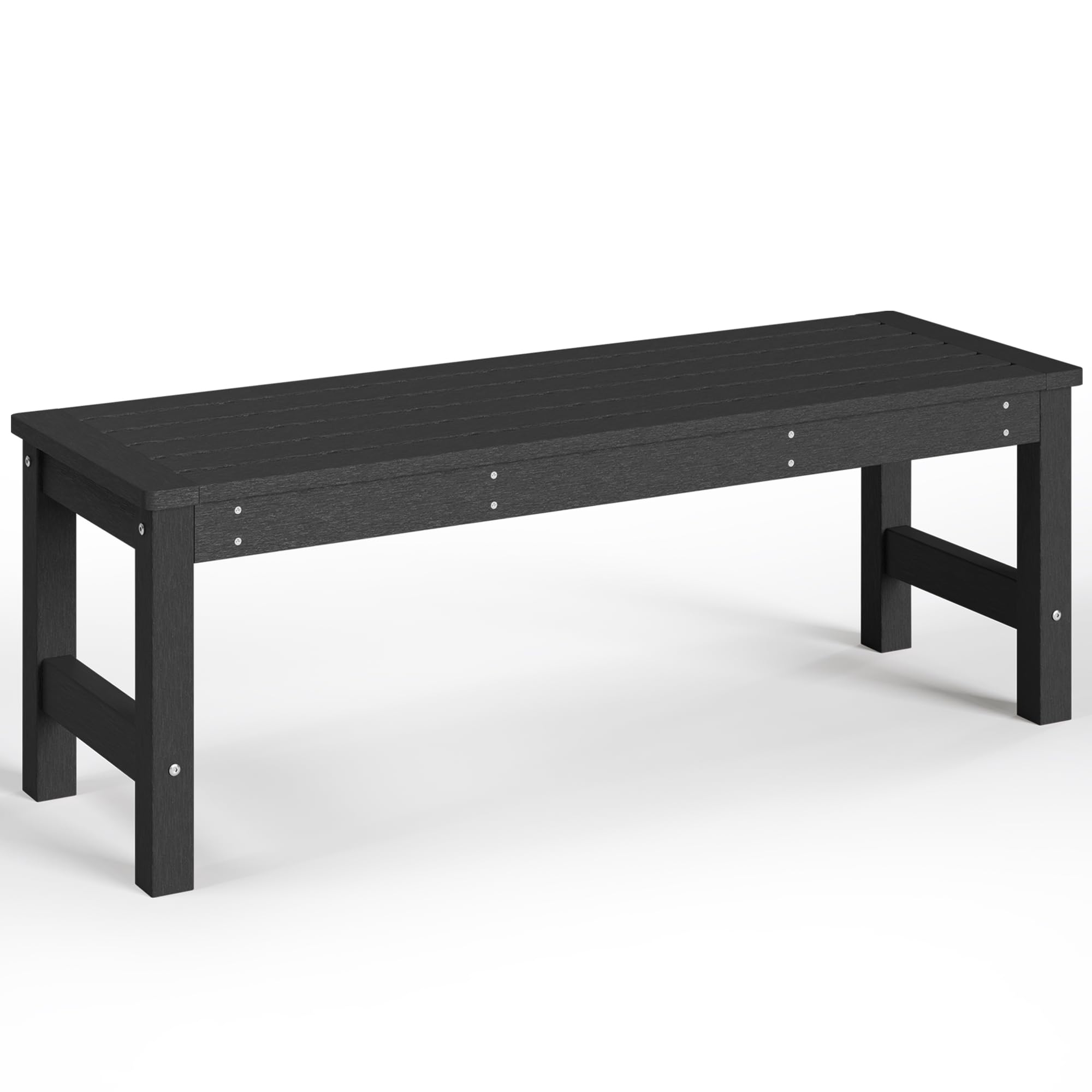 48" HDPE Outdoor Bench Black 2-Person