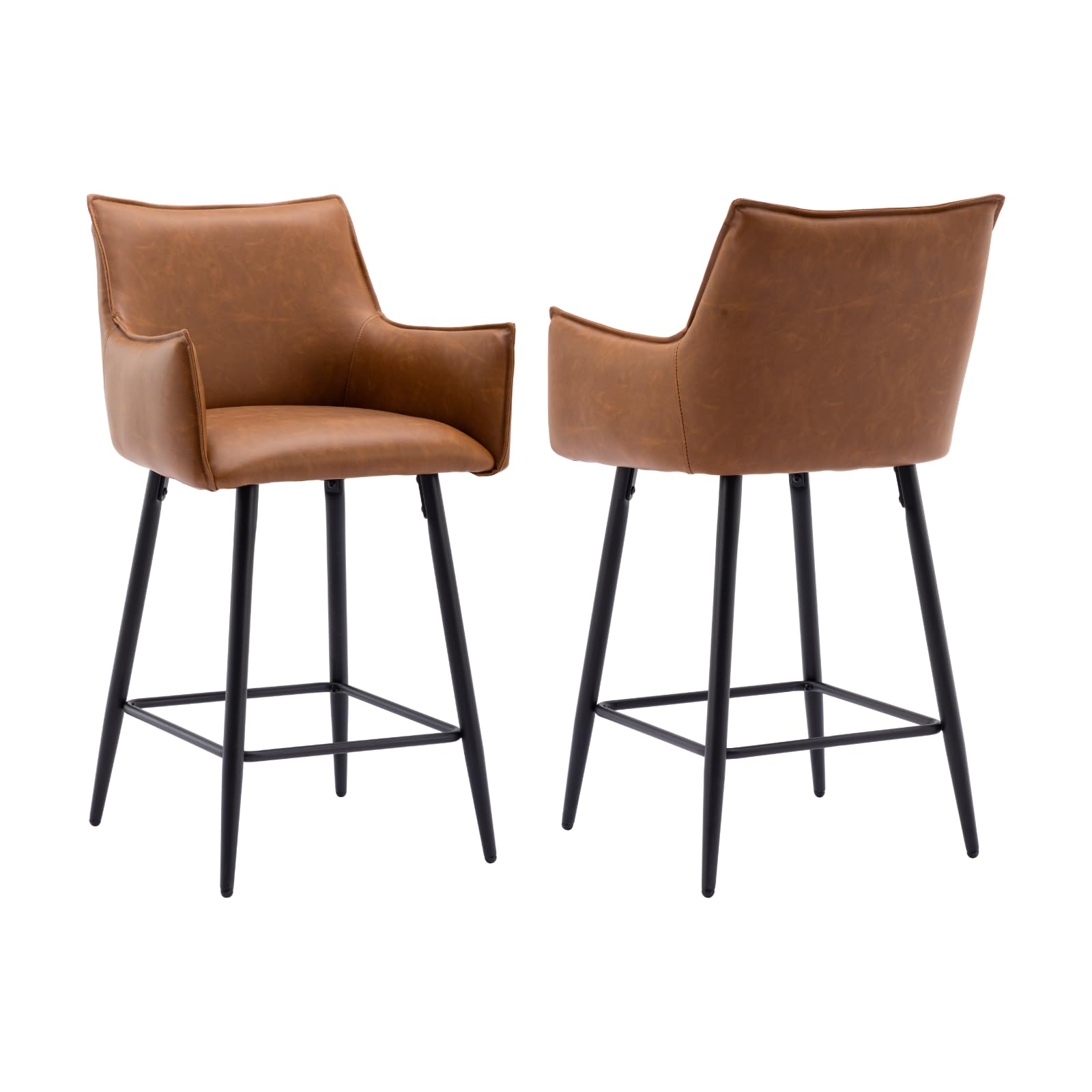 Counter Height Bar Stool Set of 2 with Comfy Back