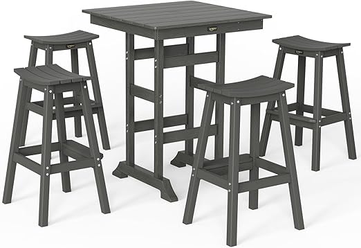 5-Piece Outdoor Bar Set with 4 Stools